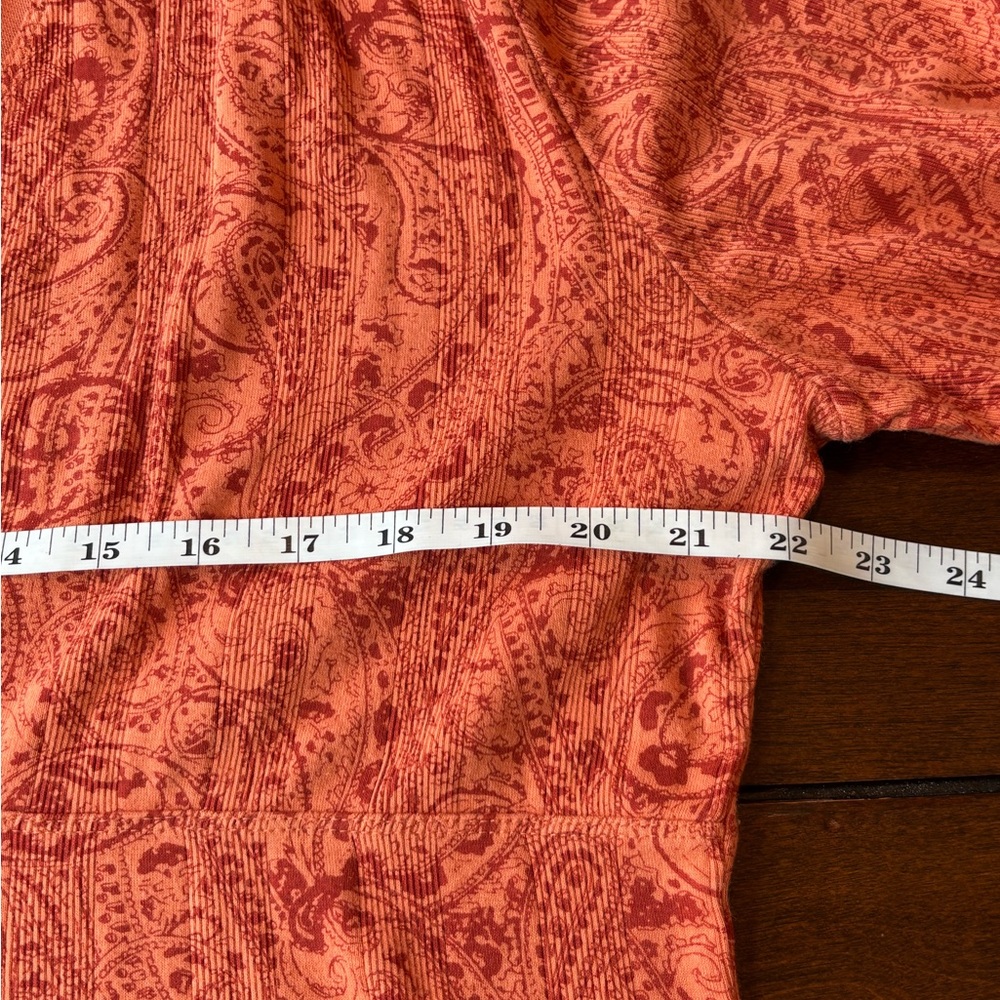 J. Jill XL Burnt Orange Paisley Faux Wrap Top Long Sleeve Soft Stretch - Picture 6 of 8